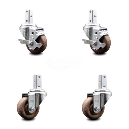 Service Caster 3 Inch High Temp Glass Filled Nylon 3/4 Inch Square Stem Caster Brakes SCC, 2PK SCC-SQ20S314-GFNSHT-TLB-34-2-S-2